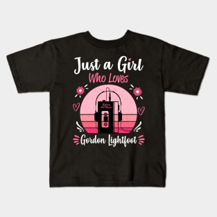 Just A Girl Who Loves Gordon Lightfoot Retro Vintage Kids T-Shirt